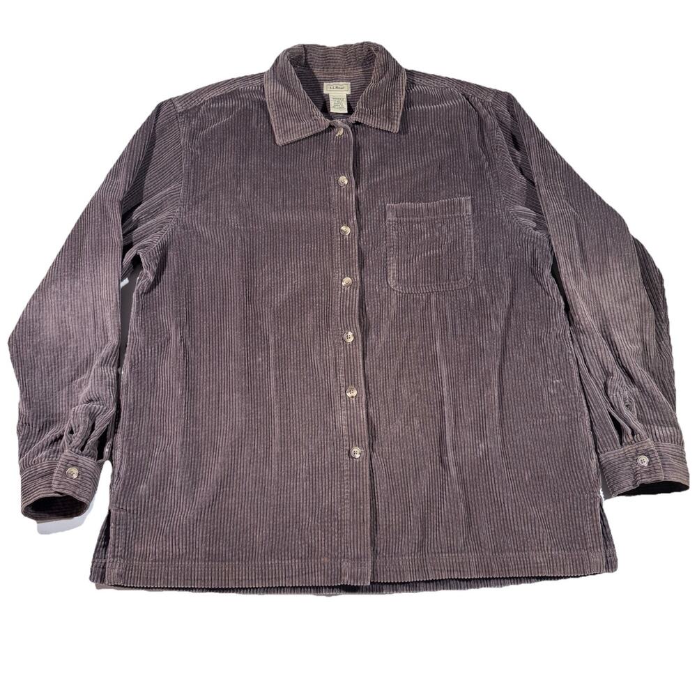 L.L. Bean Corduroy Button-Up Shirt Jacket in Dusty Purple